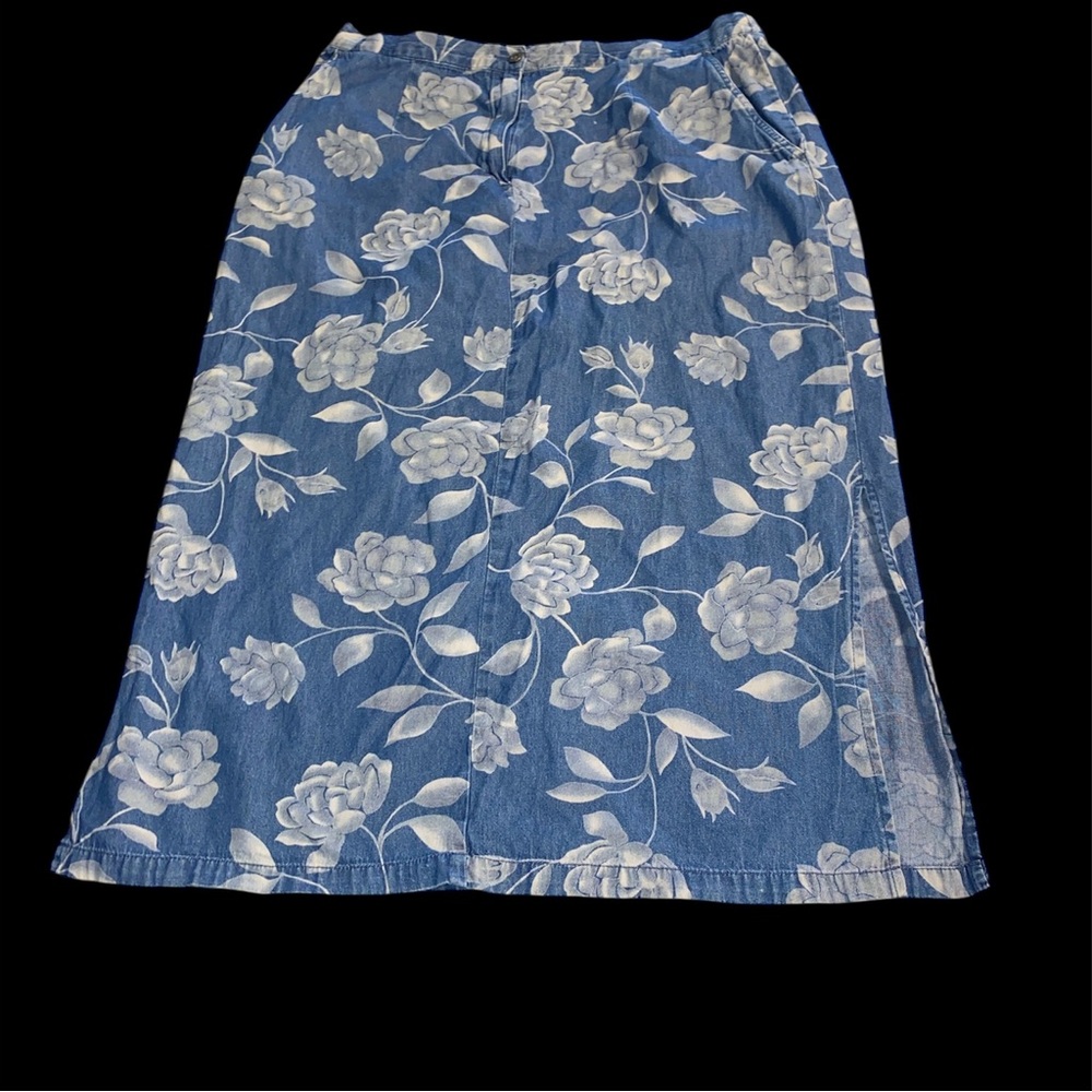 Sag Harbor Roses Floral Whimsigoth Denim Skirt Womens Large - Flaws